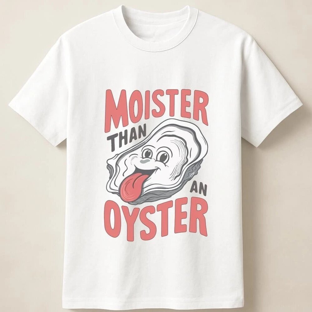 Moister Than an Oyster Funny Seafood Cartoon Graphic Unisex T Shirt 90